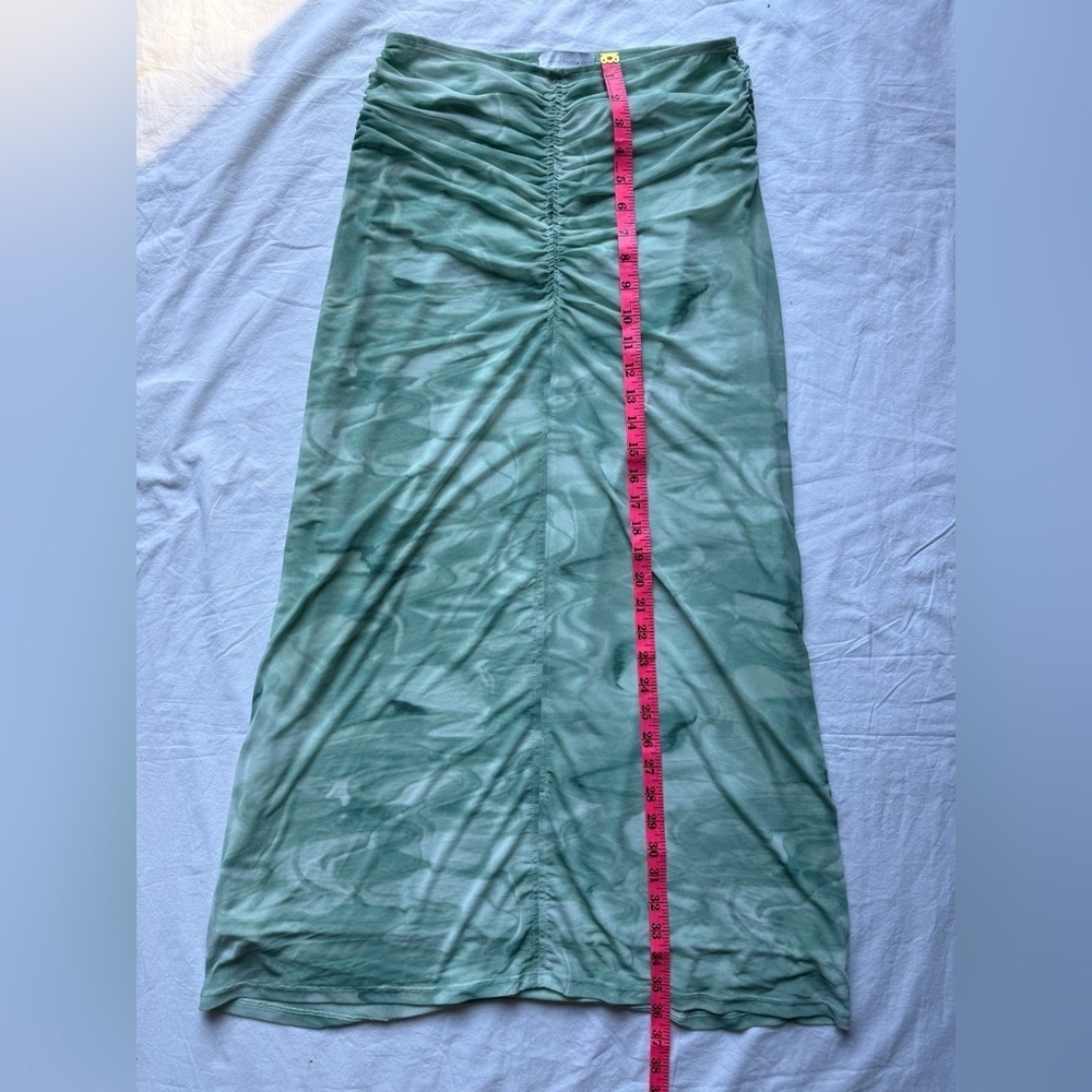 House of Harlow 1960 Mint Green Teal Tie Dye Ruched Maxi Skirt - Picture 10 of 11